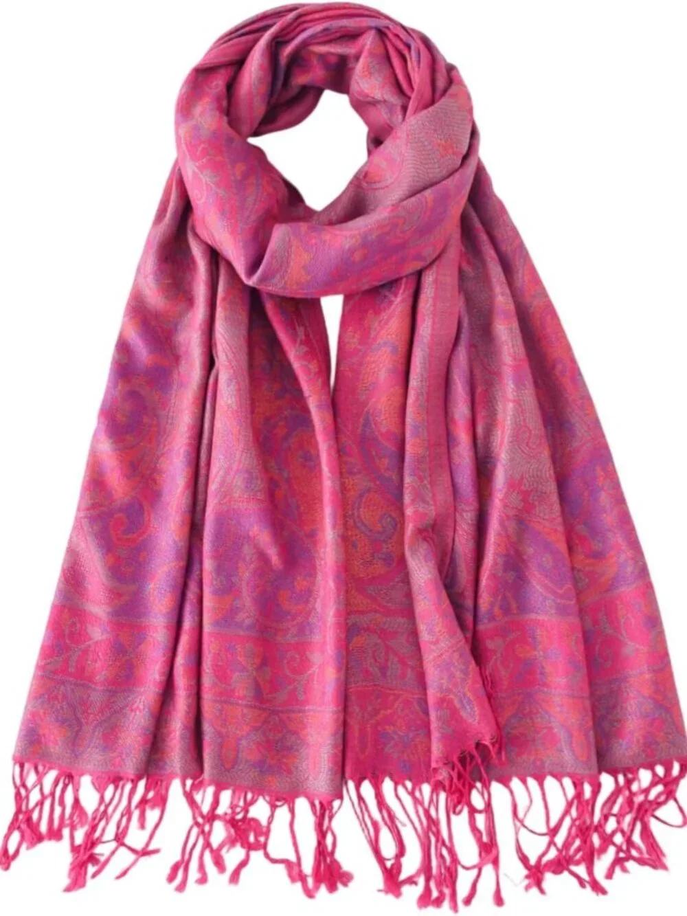 Reversible Paisley Pashmina Shawl Scarf - Ethnic Jacquard Wrap for Travel